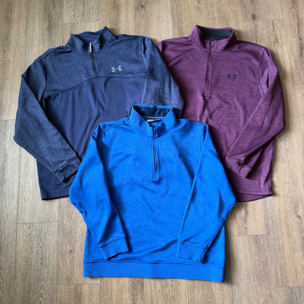 Under Armour Quarter Zip Pullover Mens XXL Blue Maroon Navy ColdGear Lot of 3